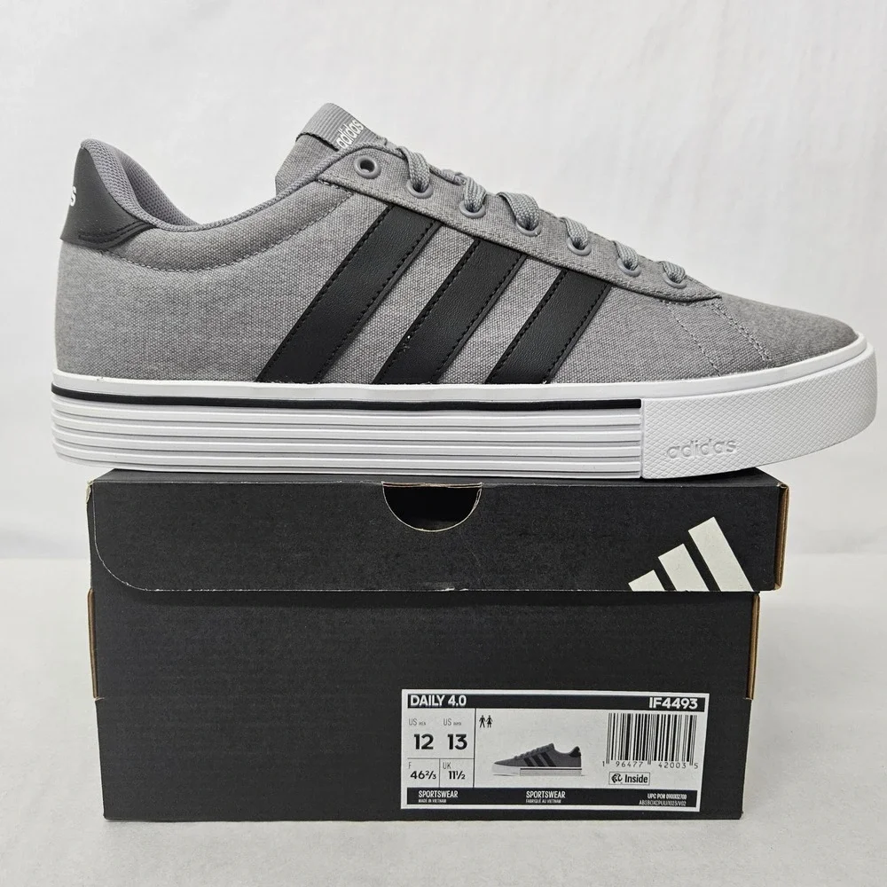 Adidas Daily 4.0 Casual Athletic Shoes IF4493 Gray Black White Men's Size‎ 12